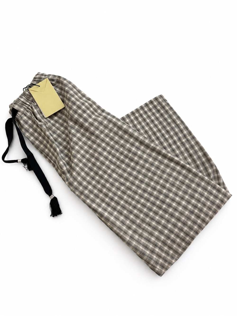 NWT! Nanushka Men’s Plaid Drawstring Trousers - Taupe/Black